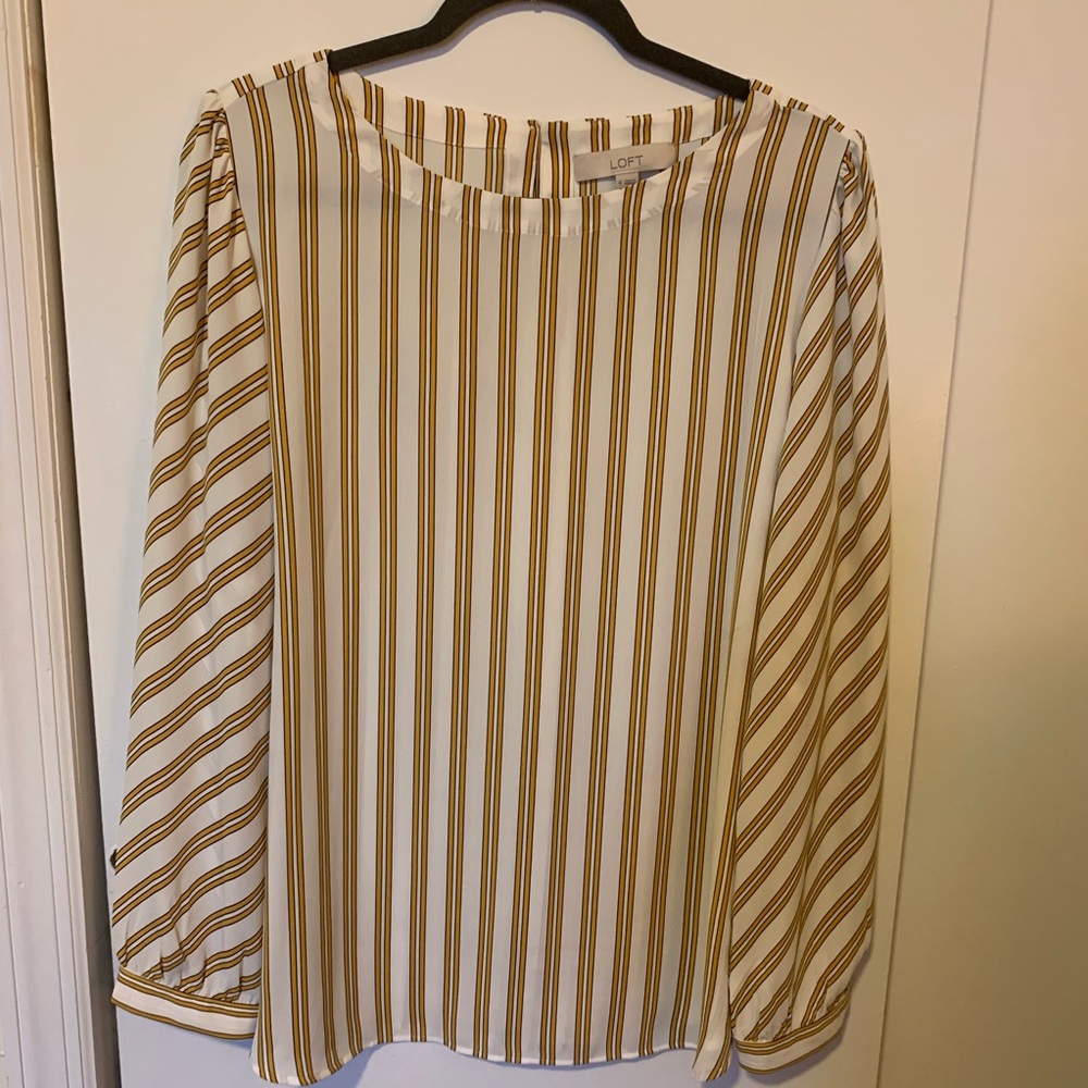 LOFT Gold Striped Blouse